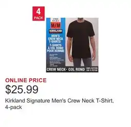 Costco Kirkland Signature Men's Crew Neck T-Shirt, 4-pack offer