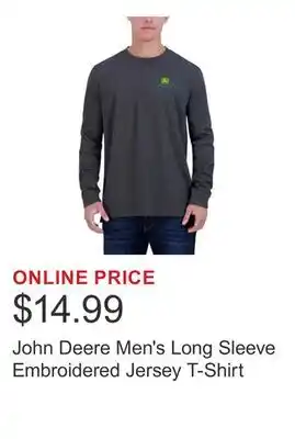 Costco John Deere Men's Long Sleeve Embroidered Jersey T-Shirt offer