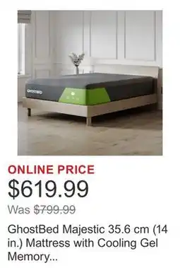Costco GhostBed Majestic 35.6 cm (14 in.) Mattress with Cooling Gel Memory Foam offer