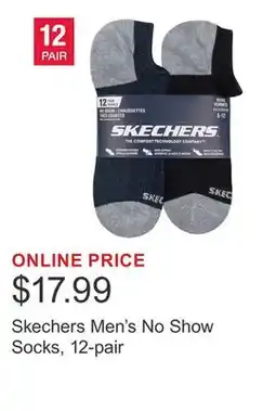 Costco Skechers Men's No Show Socks, 12-pair offer