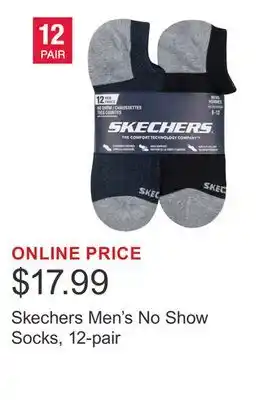 Costco Skechers Men's No Show Socks, 12-pair offer