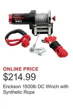 Costco Erickson 1500lb DC Winch with Synthetic Rope offer