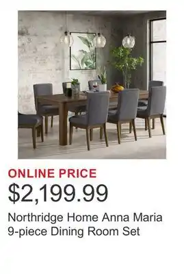 Costco Northridge Home Anna Maria 9-piece Dining Room Set offer