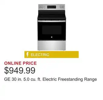 Costco GE 30 in. 5.0 cu. ft. Electric Freestanding Range offer