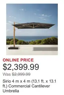 Costco Sirio 4 m x 4 m (13.1 ft. x 13.1 ft.) Commercial Cantilever Umbrella offer