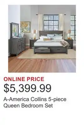 Costco A-America Collins 5-piece Queen Bedroom Set offer