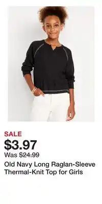 Old Navy Old Navy Long Raglan-Sleeve Thermal-Knit Top for Girls offer