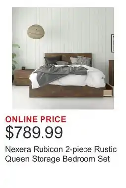 Costco Nexera Rubicon 2-piece Rustic Queen Storage Bedroom Set offer