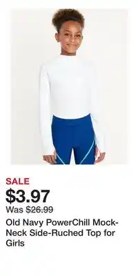 Old Navy Old Navy PowerChill Mock-Neck Side-Ruched Top for Girls offer