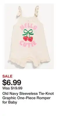 Old Navy Old Navy Sleeveless Tie-Knot Graphic One-Piece Romper for Baby offer