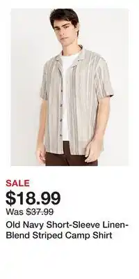 Old Navy Old Navy Short-Sleeve Linen-Blend Striped Camp Shirt offer