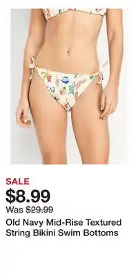 Old Navy Old Navy Mid-Rise Textured String Bikini Swim Bottoms offer
