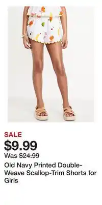 Old Navy Old Navy Printed Double-Weave Scallop-Trim Shorts for Girls offer