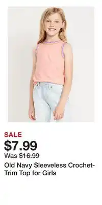 Old Navy Old Navy Sleeveless Crochet-Trim Top for Girls offer