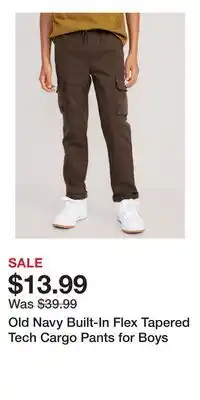 Old Navy Old Navy Built-In Flex Tapered Tech Cargo Pants for Boys offer