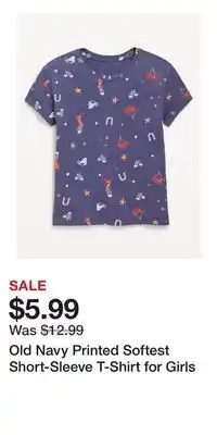Old Navy Old Navy Printed Softest Short-Sleeve T-Shirt for Girls offer