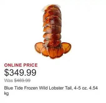 Costco Blue Tide Frozen Wild Lobster Tail, 4-5 oz. 4.54 kg offer