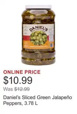 Costco Daniel's Sliced Green Jalapeño Peppers, 3.78 L offer
