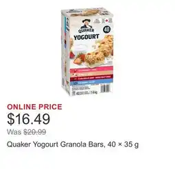 Costco Quaker Yogourt Granola Bars, 40 × 35 g offer