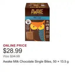 Costco Awake Milk Chocolate Single Bites, 50 × 13.5 g offer