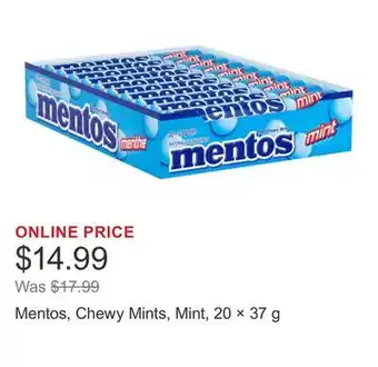 Costco Mentos, Chewy Mints, Mint, 20 × 37 g offer