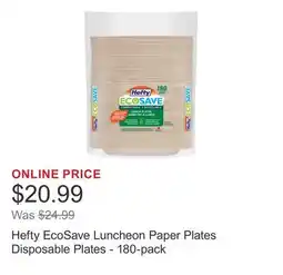 Costco Hefty EcoSave Luncheon Paper Plates Disposable Plates - 180-pack offer