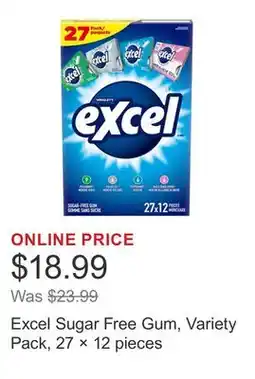 Costco Excel Sugar Free Gum, Variety Pack, 27 × 12 pieces offer