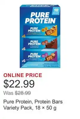 Costco Pure Protein, Protein Bars Variety Pack, 18 × 50 g offer