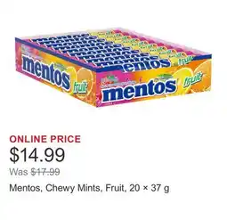 Costco Mentos, Chewy Mints, Fruit, 20 × 37 g offer