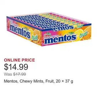 Costco Mentos, Chewy Mints, Fruit, 20 × 37 g offer