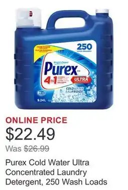 Costco Purex Cold Water Ultra Concentrated Laundry Detergent, 250 Wash Loads offer