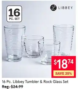 Kitchen Stuff Plus 16 Pc. Libbey Tumbler & Rock Glass Set offer
