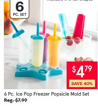 Kitchen Stuff Plus 6 Pc. Ice Pop Freezer Popsicle Mold Set offer
