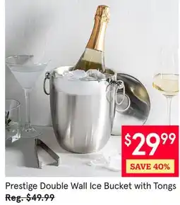 Kitchen Stuff Plus Prestige Double Wall Ice Bucket with Tongs offer