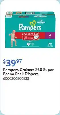 Walmart Pampers Cruisers 360 Super Econo Pack Diapers offer