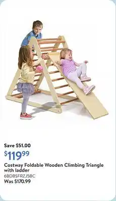 Walmart Costway Foldable Wooden Climbing Triangle with ladder offer