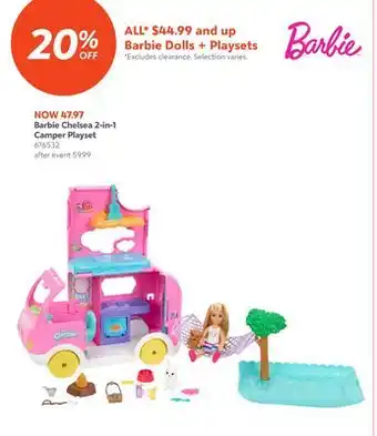 Toys R us Barbie Chelsea 2-in-1 Camper Playset offer