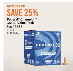Cabela's Federal Champion . 22 LR Value Pack offer