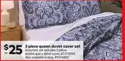 Giant Tiger 3 piece queen duvet cover set offer