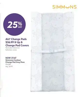 Babies 'R' Us Simmons Contour Change pad Grey Peva offer