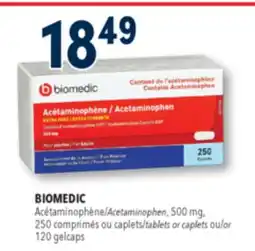 Familiprix BIOMEDIC Acetaminophen, 500 mg, 250 tablets or caplets or 120 gelcaps offer