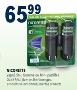Familiprix NICORETTE, Quick Mist, Gum, Mini lozenges or Inhaler, selected products offer