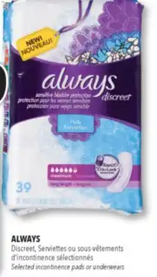 Familiprix Always Discreet zero leaks zero odors long length padst offer