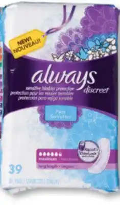 Familiprix ALWAYS Discreet, Selected incontinence pads offer