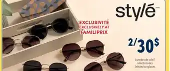 Familiprix style Selected sunglasses offer