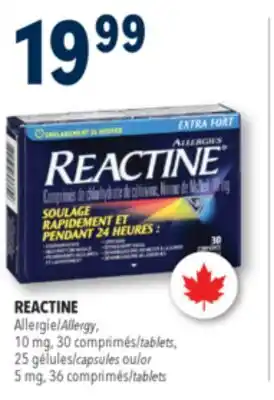Familiprix REACTINE Allergy, 10 mg, 30 tablets, 25 capsules or 5 mg, 36 tablets offer