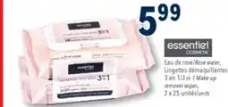 Familiprix Rose water, 3 in 1 Make-up remover wipes, 2 x 25 units offer