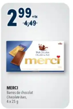 Familiprix MERCI Chocolate bars, 4 x 25 g offer