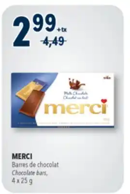 Familiprix MERCI Chocolate bars, 4 x 25 g offer