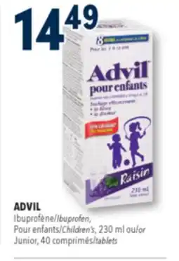 Familiprix ADVIL Ibuprofen Children's, 230 ml or 40 tablets offer